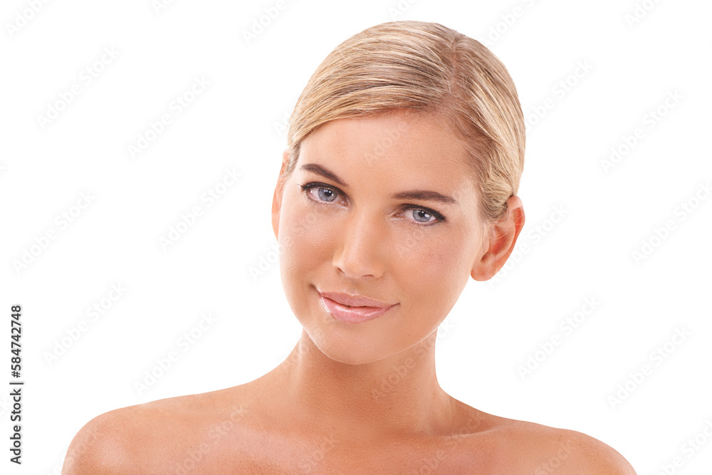 Skin glow, face beauty and portrait of a woman relax about dermatology and natural skincare on an is