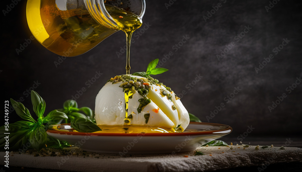 Caprese Salad with Sliced Mozzarella, Ripe Tomatoes, and Drizzled Olive Oil - ai generated