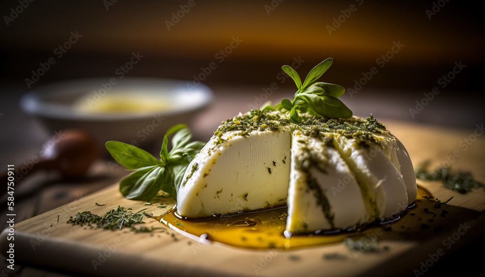 Mozzarella & Basil Salad with Olive Oil Dressing and Cherry Tomatoes - ai generated