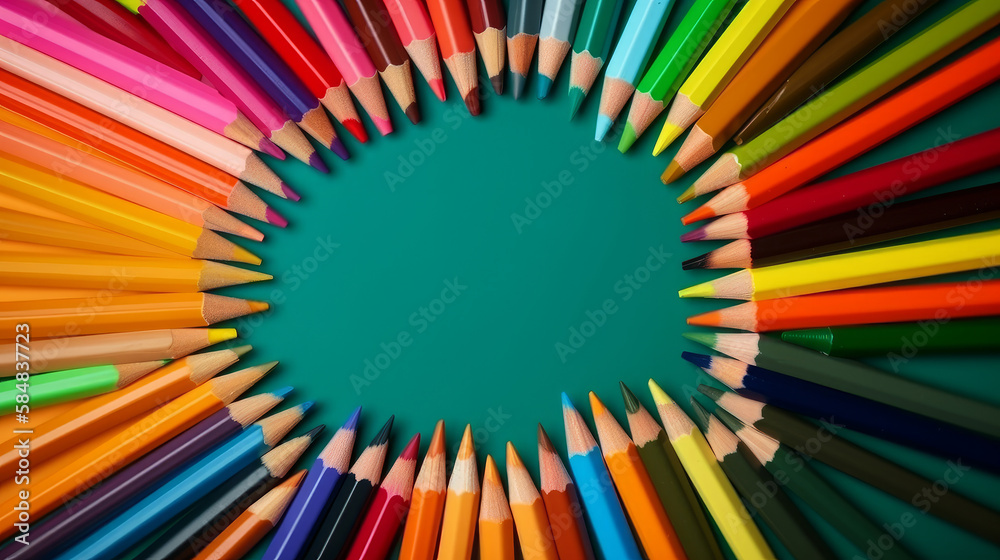 Colorful pencils. Illustration AI Generative.