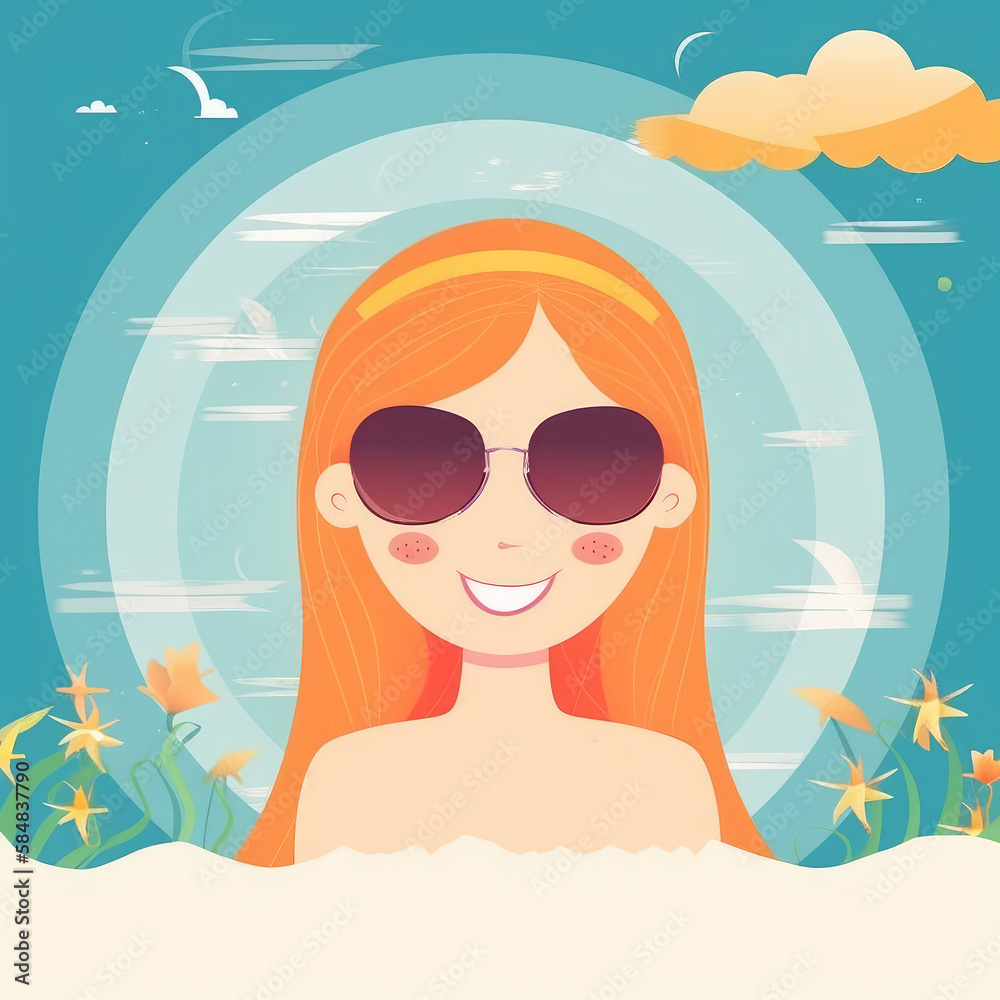 Summer painted card. Illustration AI Generative