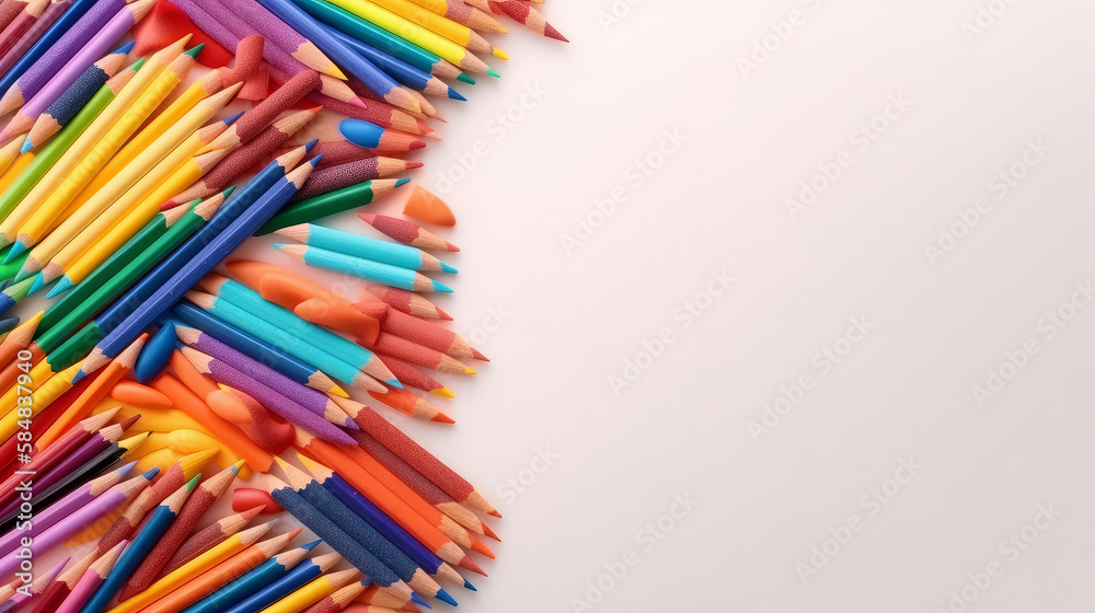 Colorful pencils. Illustration AI Generative.