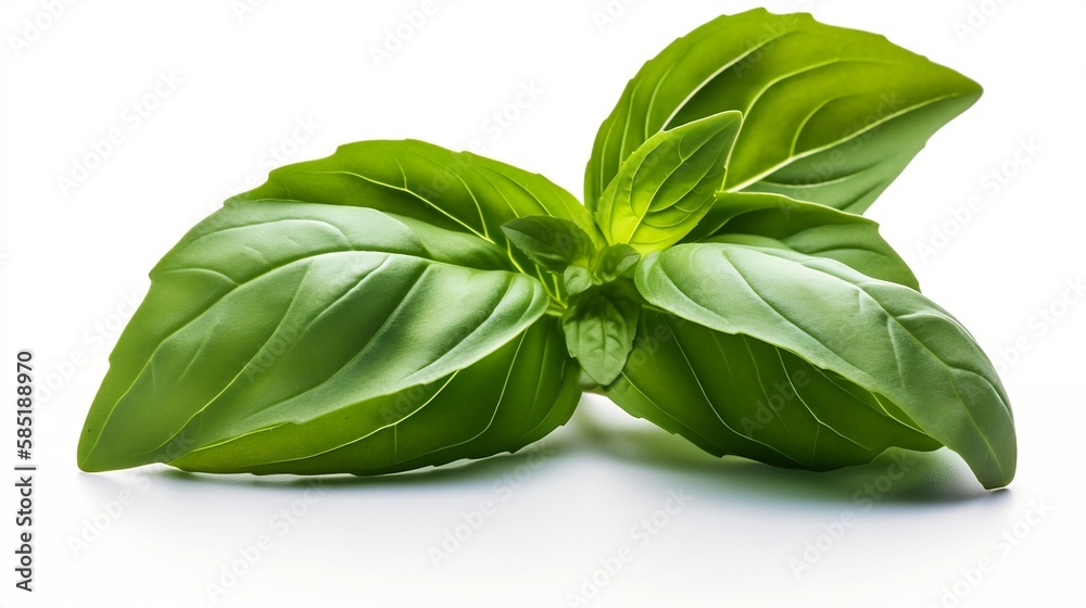 Basil leaf white background, generativa AI,