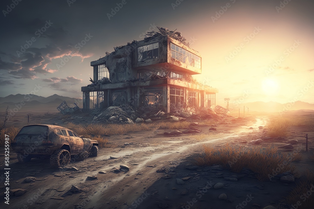 Winning Hyperrealistic AI-Generated Concept Art: A Detailed Photorealistic Post-Apocalyptic Wastelan