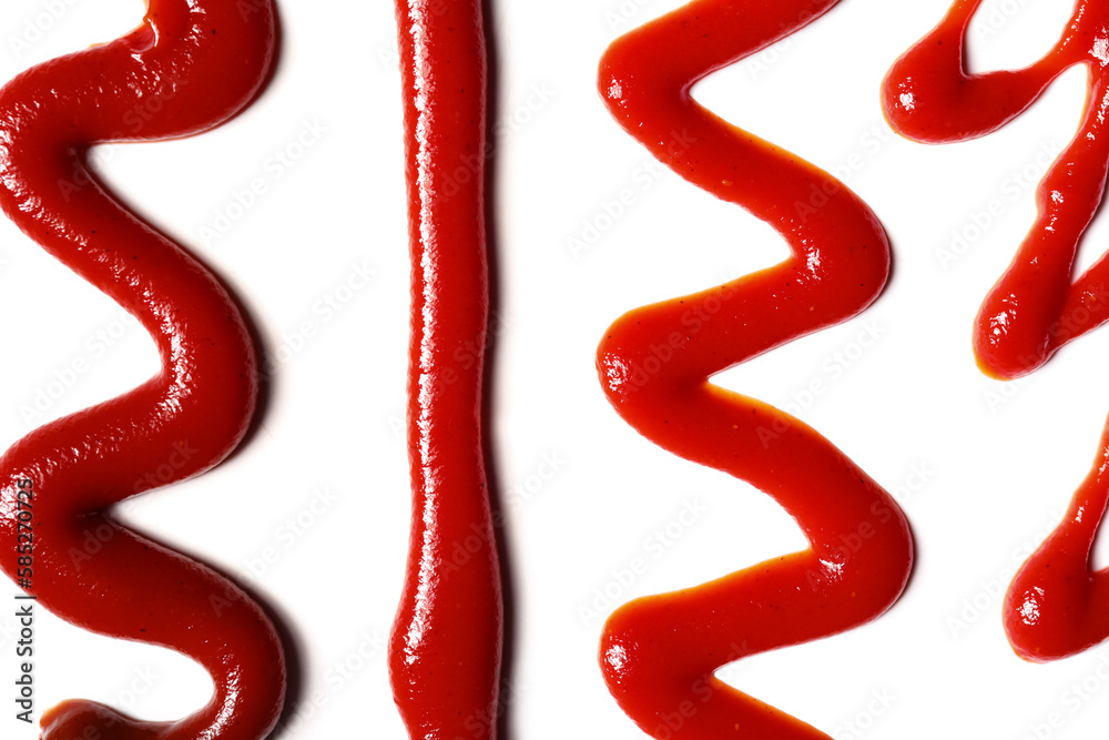 Pattern made of tasty ketchup on white background