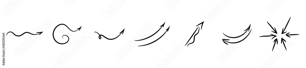 Collection of different arrows on white background