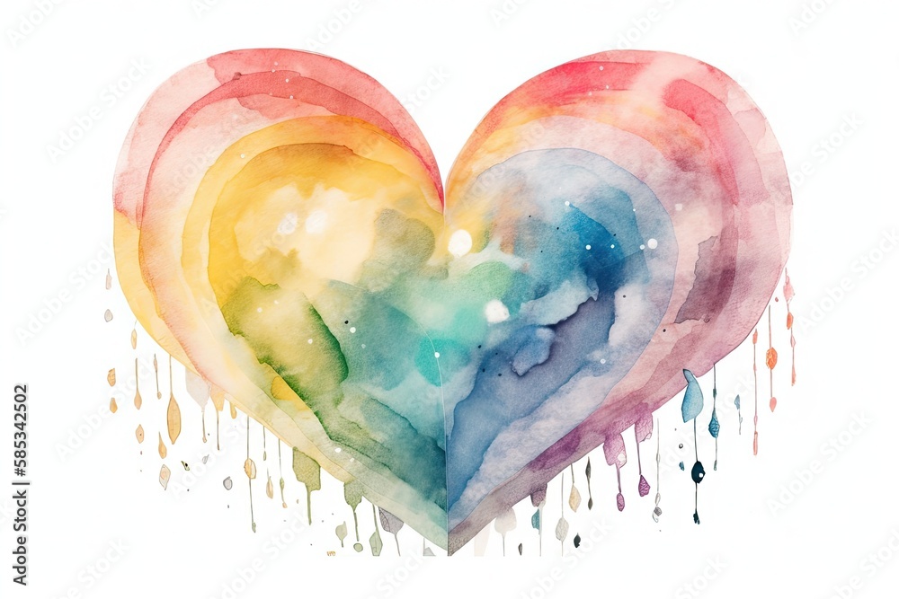 Valentines rainbow boho. Pastel bohemian rainbow with heart isolated on white. greeting cards, chil