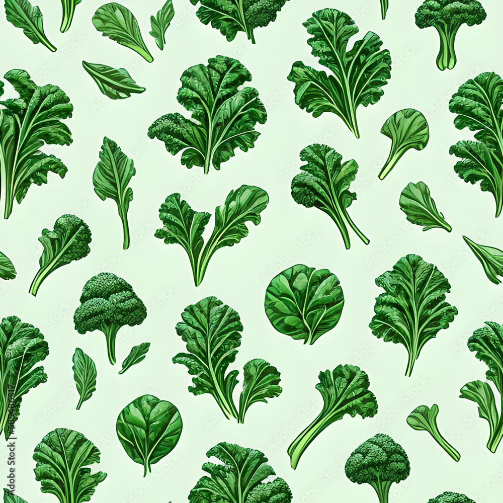 Kale, tiles pattern texture seamless illustration flat