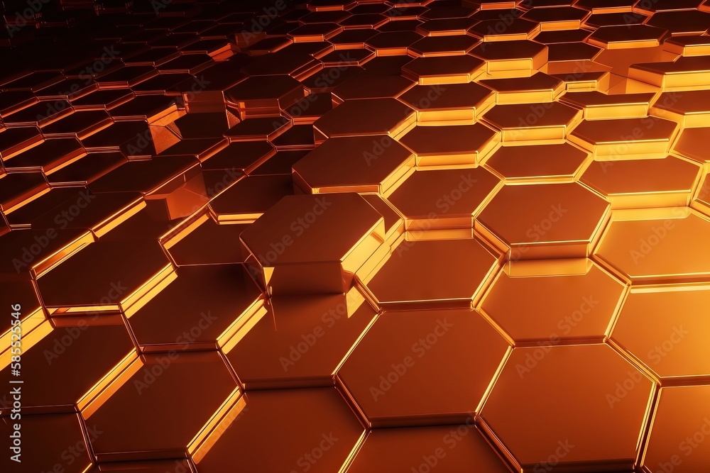  a close up of a wall made of hexagonal tiles.  generative ai