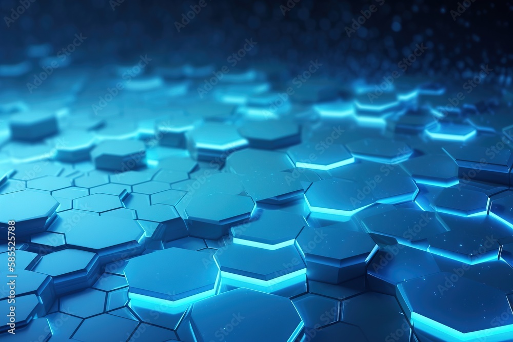  a blue abstract background with hexagonal tiles and stars.  generative ai