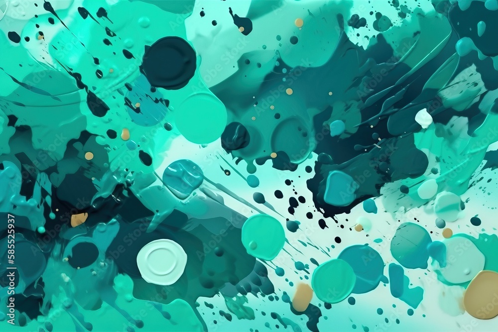  an abstract painting of blue and green colors with bubbles and bubbles.  generative ai