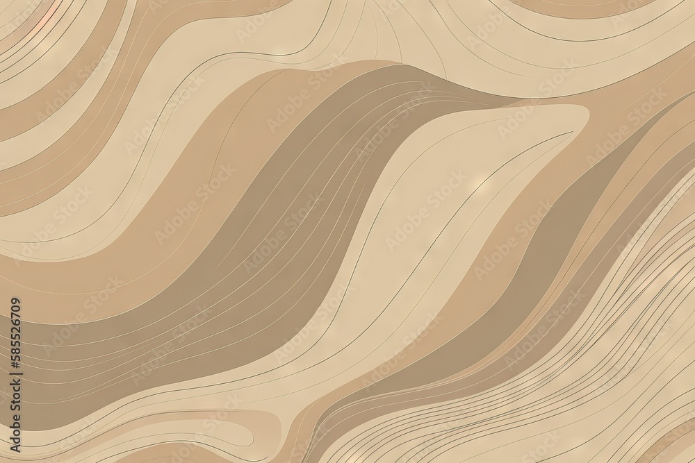  an abstract wood texture with wavy lines in beige and brown.  generative ai