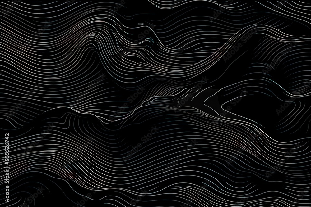  a black background with wavy lines and a black background with wavy lines.  generative ai