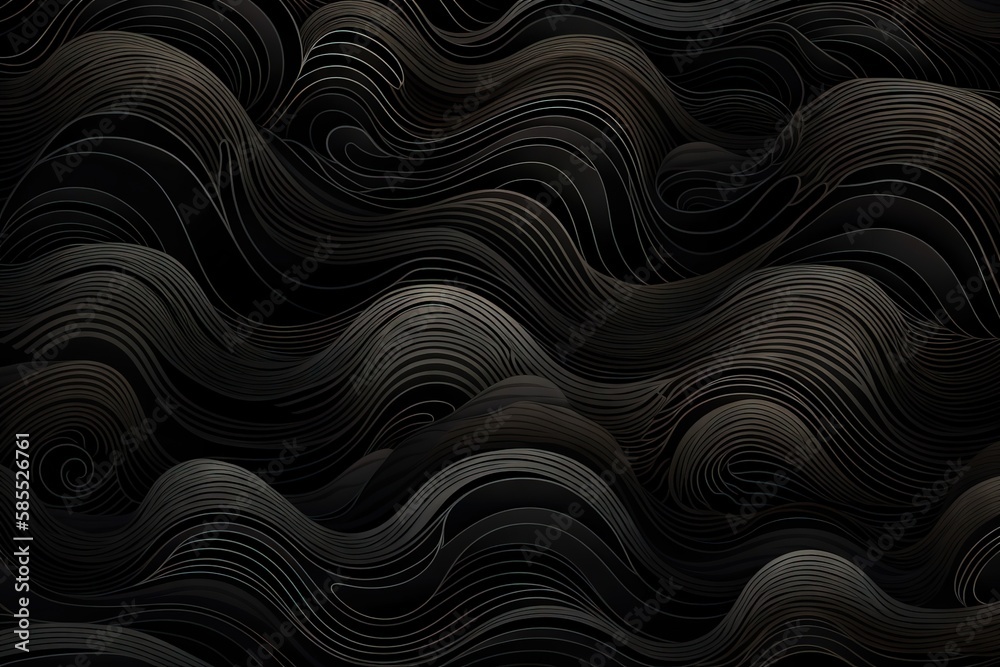  a black and white abstract background with wavy lines and waves.  generative ai