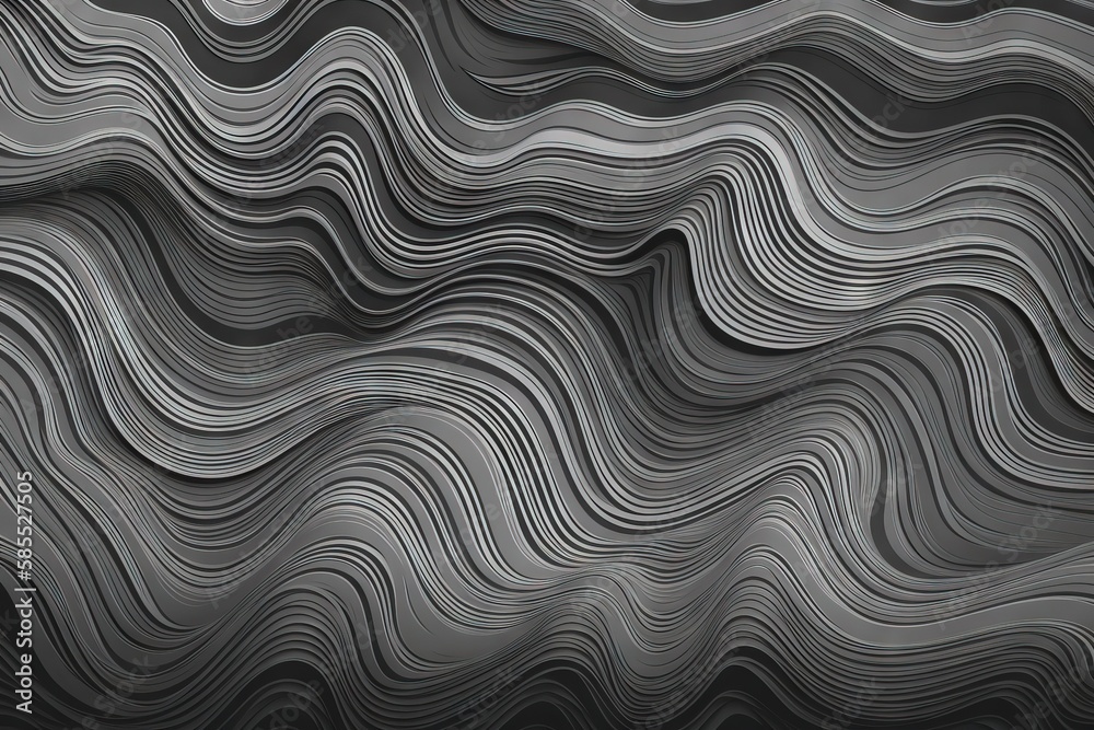  a black and white photo of a wavy pattern on a wall.  generative ai