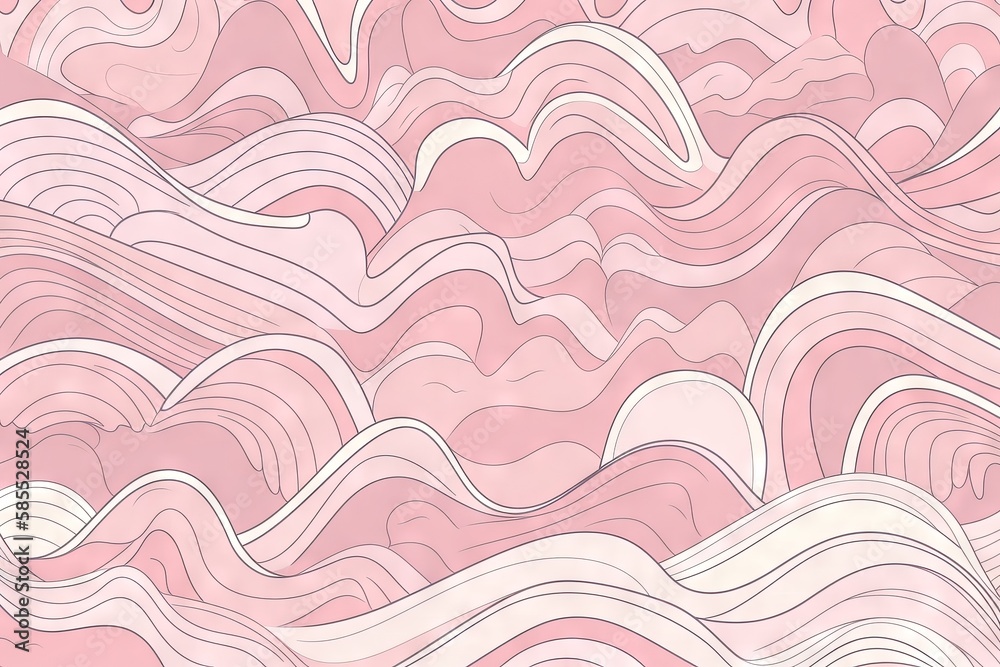  a pink and white abstract background with wavy lines and curves.  generative ai