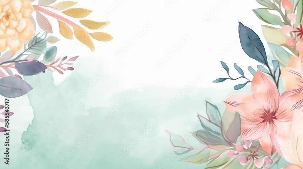 Watercolor floral background. Illustration AI Generative.