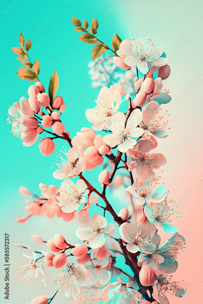 Spring wallpaper background in pastel colors. Generative ai