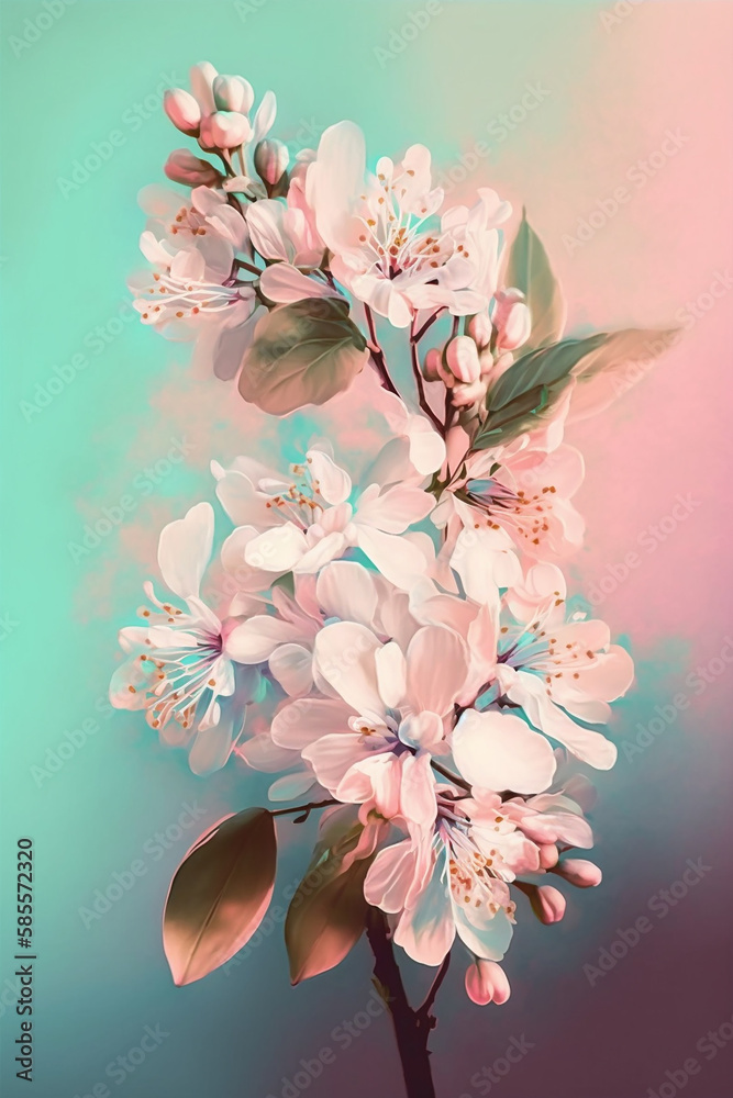 Spring wallpaper background in pastel colors. Generative ai