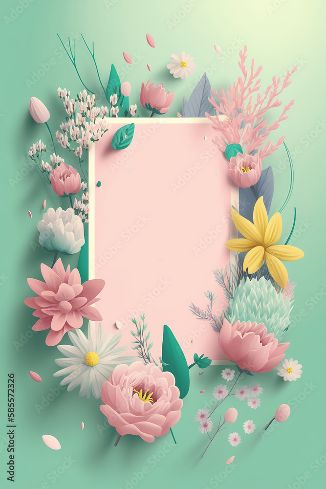 Spring wallpaper background in pastel colors. Generative ai