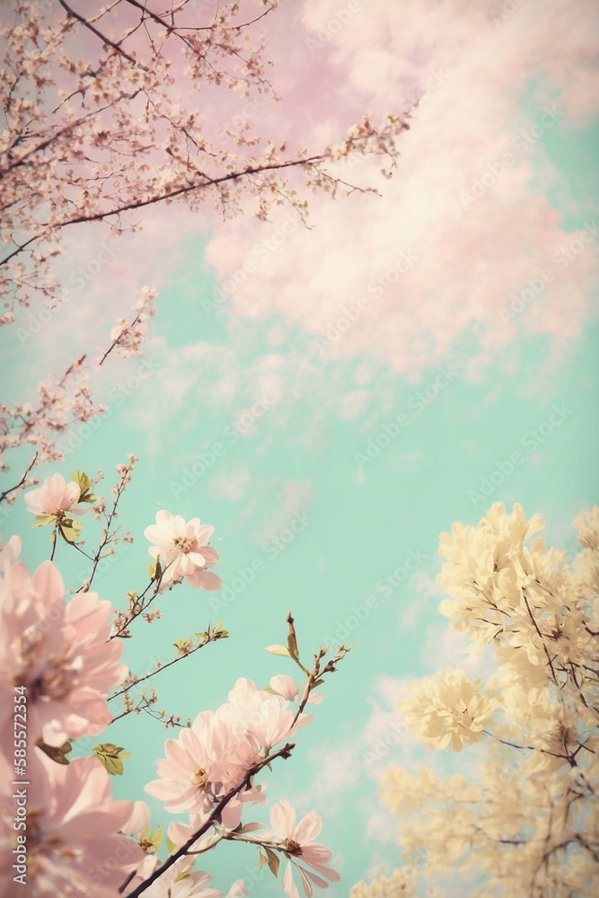 Spring wallpaper background in pastel colors. Generative ai