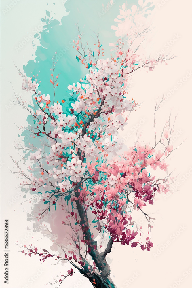 Spring wallpaper background in pastel colors. Generative ai