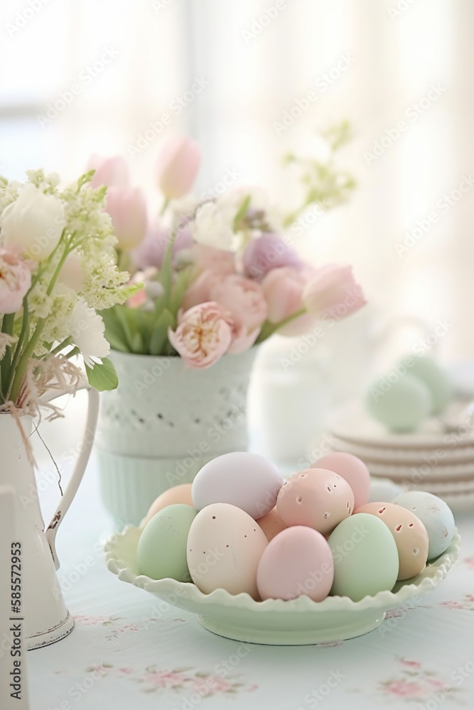 Happy Easter background, pastel colors. Generative ai