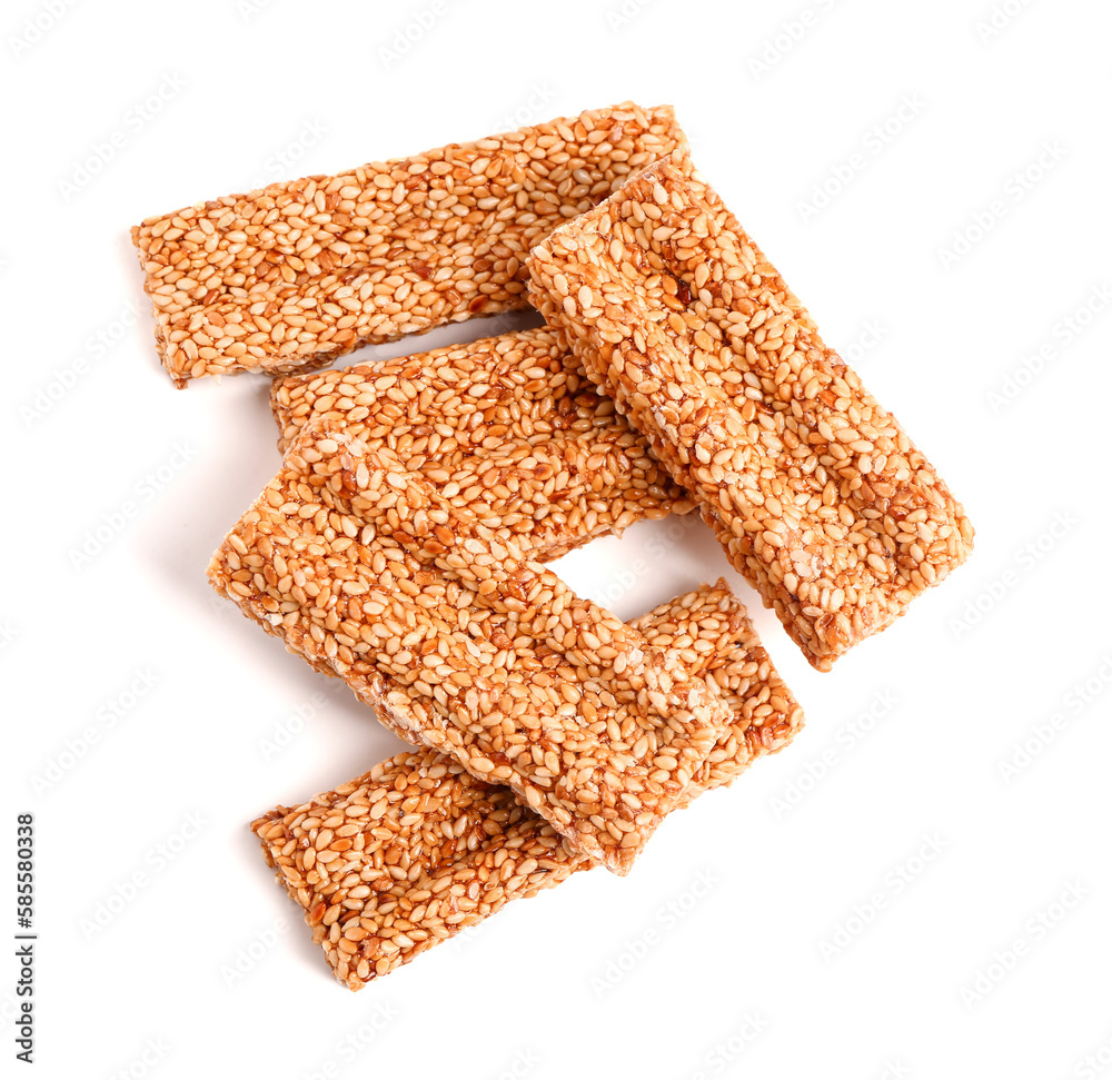 Tasty sesame kozinaki isolated on white background