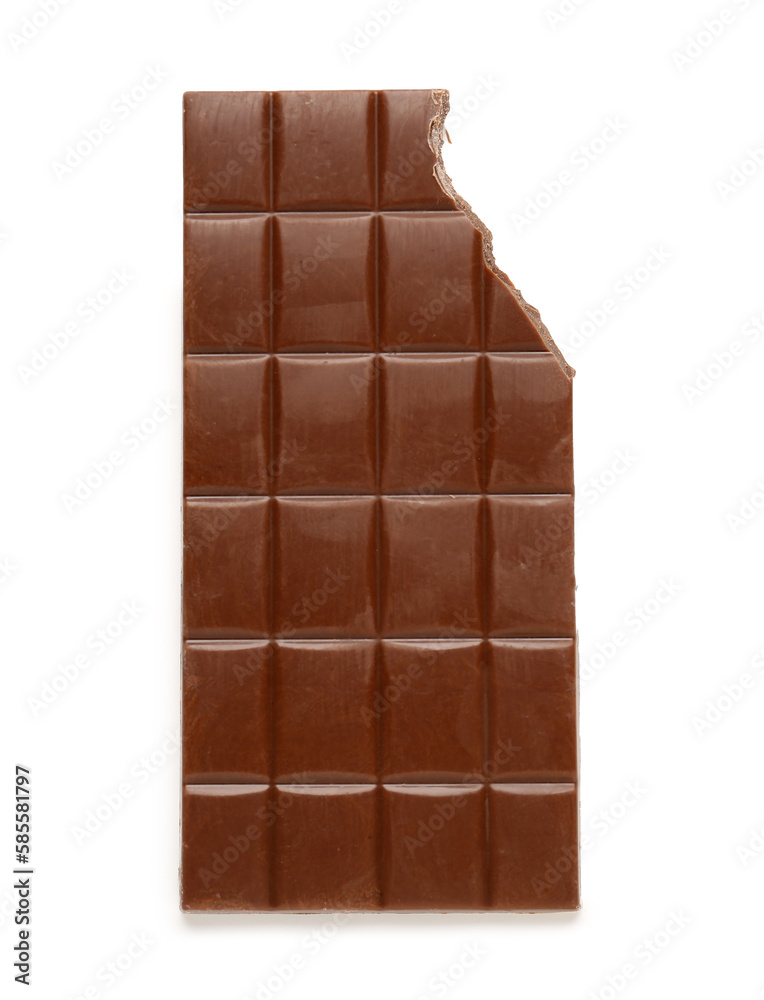 Delicious chocolate bar isolated on white background