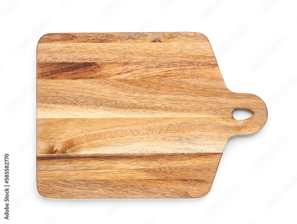 New wooden cutting board on white background