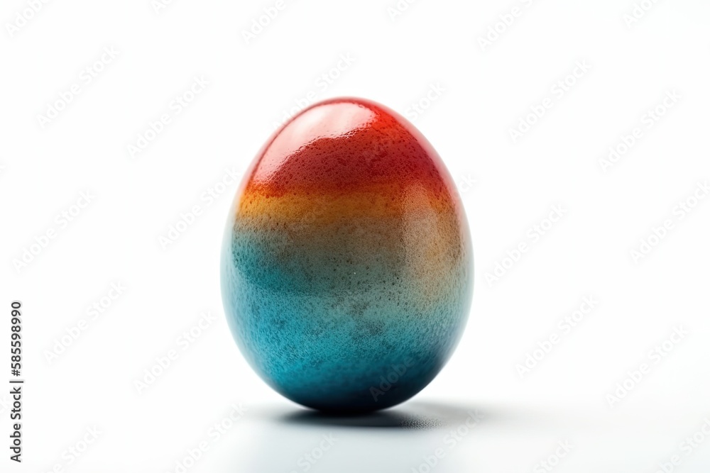 colorful Easter egg on a white table. Generative AI