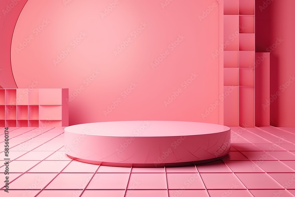 cozy pink dining room with a round table as the centerpiece. Generative AI