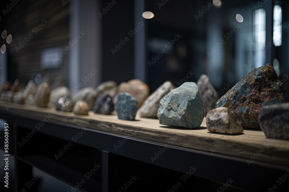 rustic table setting with a pile of stones as a centerpiece. Generative AI