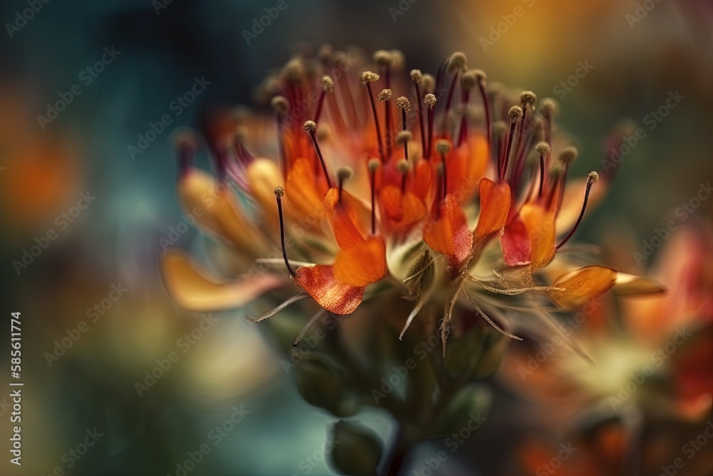 Close-Up View of a Vibrant Flower with a Blurred Background. Generative AI