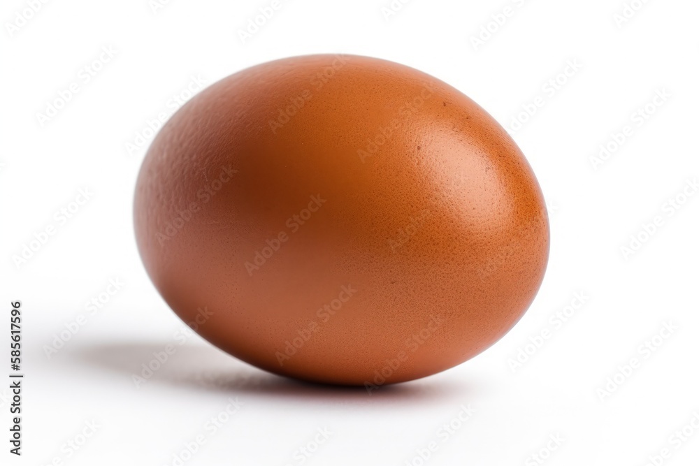 single brown egg isolated on a white background. Generative AI