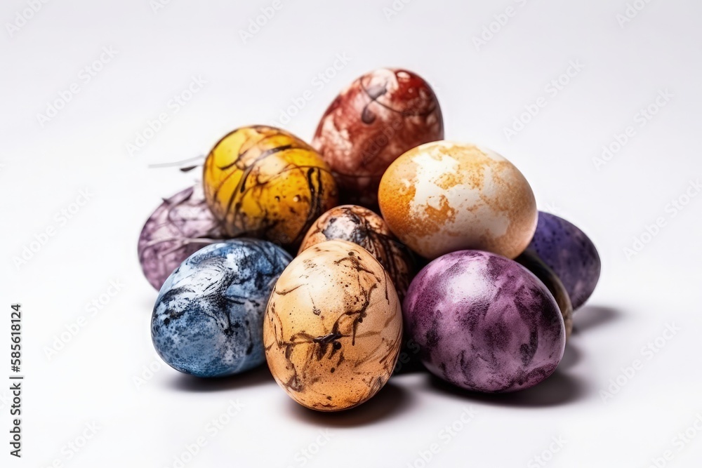 colorful stack of Easter eggs. Generative AI