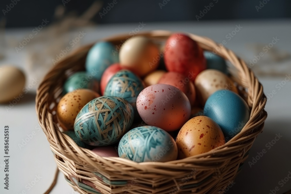 colorful easter egg basket. Generative AI