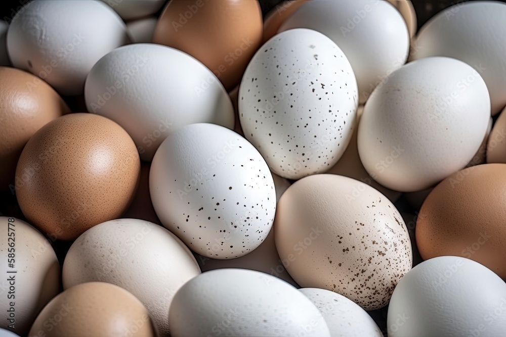 pile of fresh eggs in natural colors. Generative AI