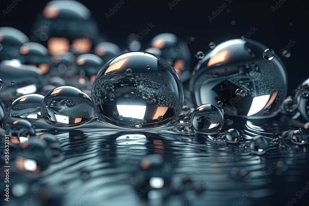 water droplets on a reflective surface. Generative AI