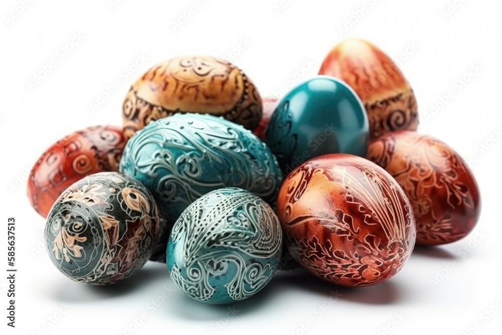 colorful stack of Easter eggs. Generative AI