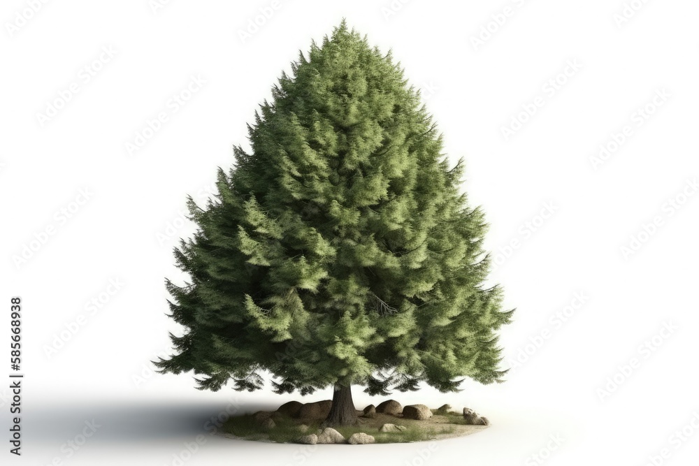 small pine tree on a white background. Generative AI