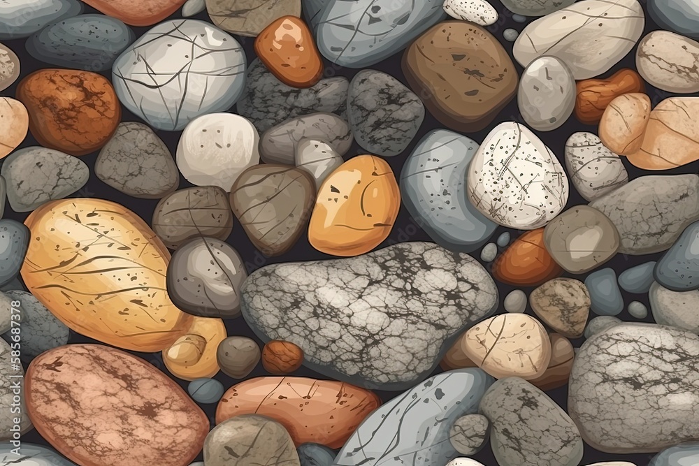 pile of stones in a natural landscape. Generative AI