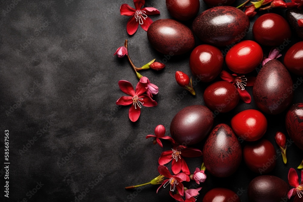 table filled with ripe red fruits. Generative AI