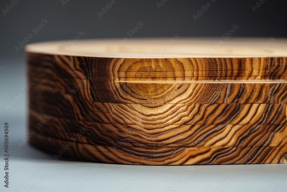 rustic wooden bowl on a vintage table. Generative AI