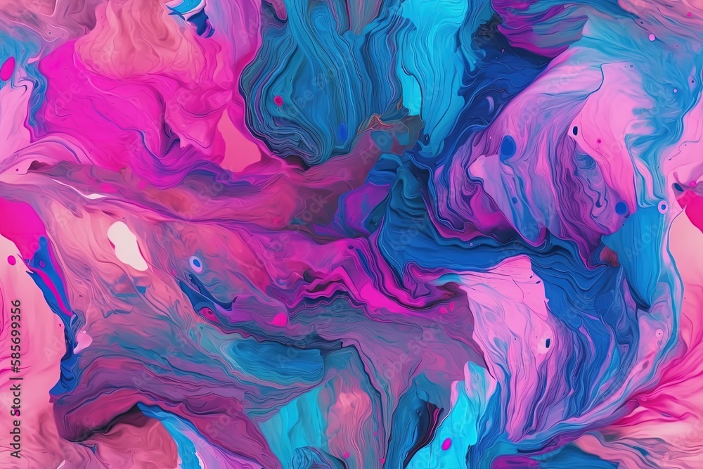 an abstract painting with shades of blue, pink, and purple. Generative AI