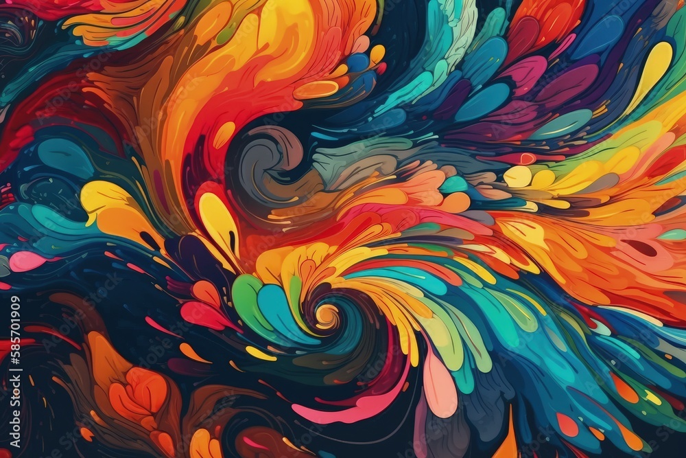 vibrant and colorful painting with a mix of hues and shades. Generative AI