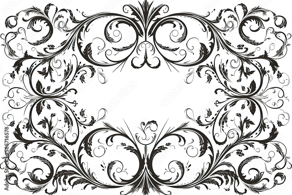 monochrome floral pattern on a plain background. Generative AI