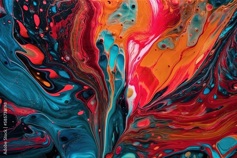 vibrant abstract painting with liquid texture. Generative AI