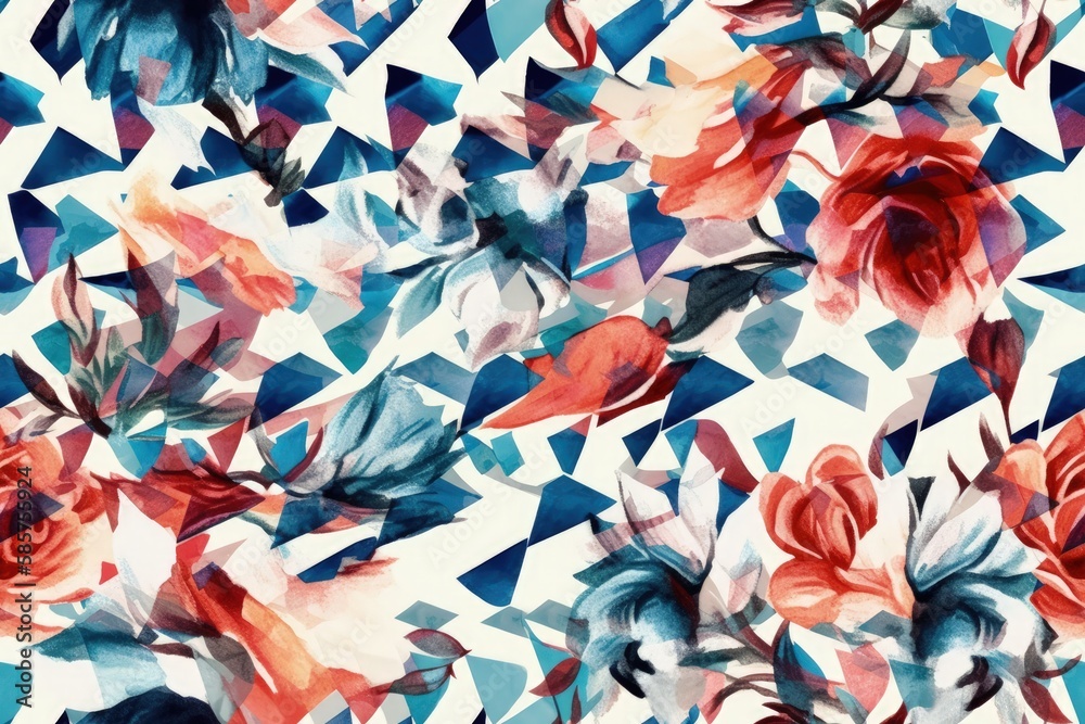 colorful floral painting on a white canvas. Generative AI