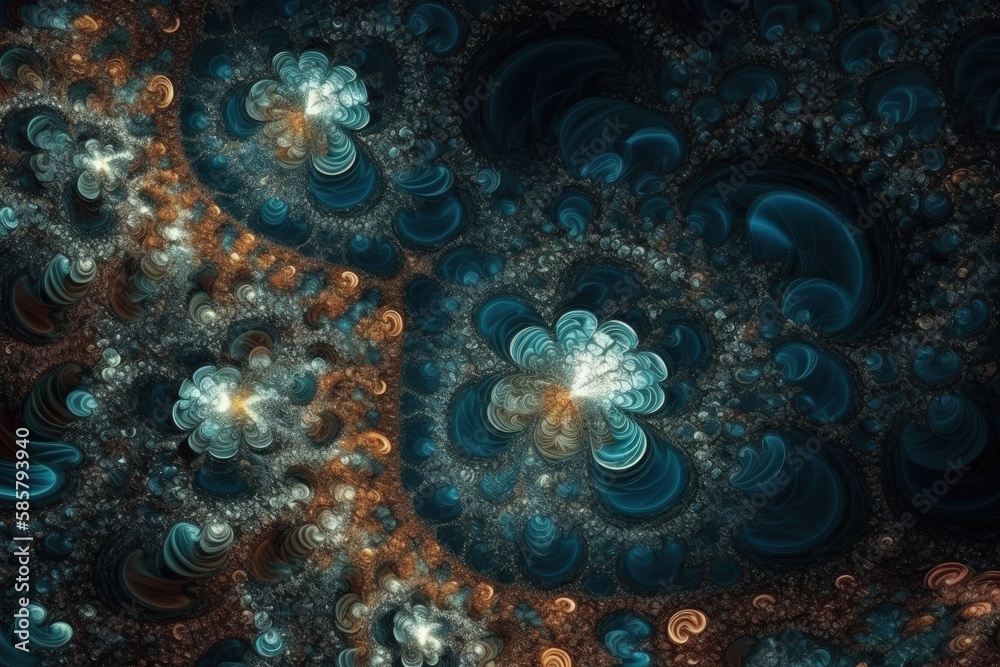 an intricate and colorful abstract digital design. Generative AI